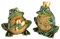 Deko-Frösche 2 Fach Sortiert, mit Herz und Krone, aus Keramik, in grün-Gold, für Heim, Garten, Terrasse oder Teich, Größe: L/B/H ca. 10 x 14 x 17 cm