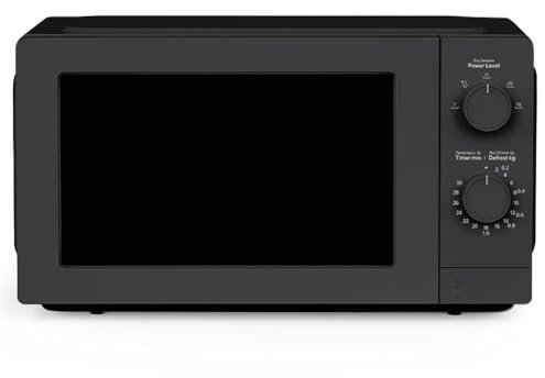 BAKAJI Forno a Microonde Elettrico Capacità 20 litri, Fornetto Potenza 700 Watt e 5 Livelli di Potenza, 8 Programmi di Cottura Selezionabili, Controllo Pulsanti e Manopola, 45 x 33,5 x 26 cm (Nero)