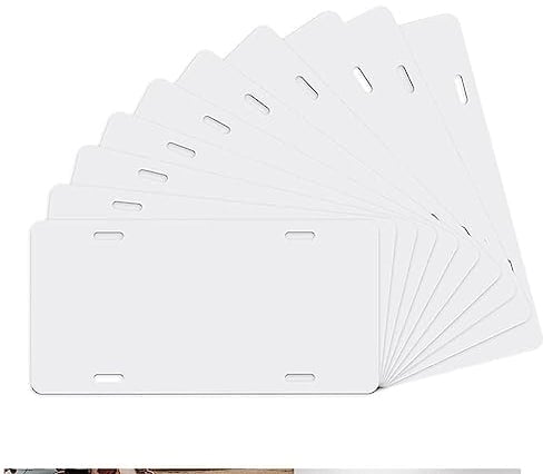Jowsst 10 Pack Sublimation Number Plate Blanks Car License Plate Metal Aluminum DIY Sublimation Blank for Car Decoration Accessories