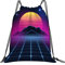 DELURA Rucksack mit Kordelzug,Elektronisches Neon auf New Retro Wave 80 Party Miami 90s Beach Retrowave Design,Kordelzug-Sackpack für Sport, Yoga, Reisen, Cinch-Tasche mit Reißverschlusstasche