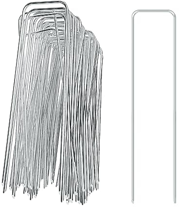 Trintion 200 Stück Metall Heringe Erdanker für Unkrautvlies Gartenvlies Zeltheringe Zeltnagel Erdnagel Bodenanker, 150 x 25 mm Befestigungsanker für Garten Zaun Zelt Camping