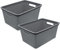 HRB Aufbewahrungsbox Lagerbox Box Korb in Rattan-Optik, 15 Liter, 39x28x18 cm Kiste Modern (2 Stück, Grau)