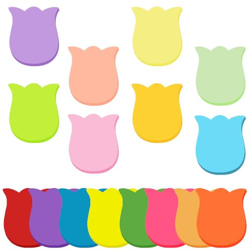 Farbige Haftnotizen, 16 Farben 800 Blatt Tulpe Form Selbstklebende Haftnotizzettel, Sticky Notes für Büro Schule Zuhause Memo Notizblöck 70 x 70 mm