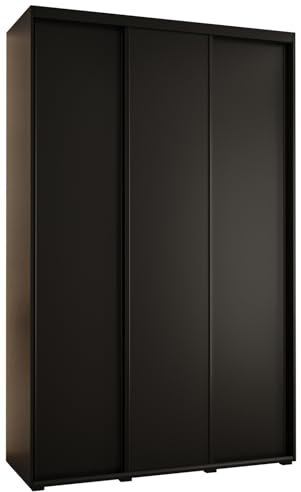 ABIKSMEBLE Davos 1 160 Armoire à Trois Portes Coulissantes pour Chambre à Coucher - Moderne Armoire de Rangement avec Tringle et Étagères -235,2 x 160 x 45 cm - Noir, Noir et Noir