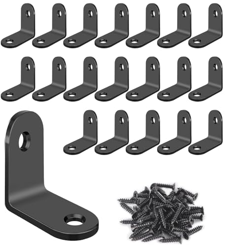 20 Stück Winkelverbinder Metallwinkel 90 Grad 30 x 30 mm Edelstahl Winkel mit Schraube Winkel Klein Winkeleisen für Anbau Möbel Tabelle Stuhl Bücherregal Schränke Wandbefestigung (Schwarz)