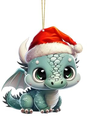 Yunyahe Christbaumschmuck Weihnachtsdeko 1 STÜCK 2D Cartoon Niedlicher Drache Weihnachten Acryl Ornament Weihnachtsbaum Dekoration Anhänger Weihnachtsschmuck Auto Urlaub Ornament Auto (D, One Size)