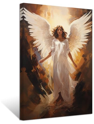 ZXHYWYM Engel Leinwandbilder Engelsflügel Gemälde Drucke elegantes Mädchenbild abstraktes Vintage Kunstwerk für Wohnzimmer Heimdekoration Gerahmt (Bild-2, (40.00 x 60.00 cms))