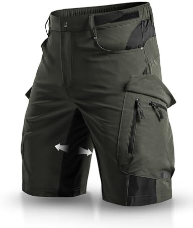 Wespornow Shorts Cargo pour Hommes avec 6 Poches, Pantalons de Travail VTT, Bermudas Courts, Pantalons Chino, Stretch, randonnée Estivale, Shorts de Cyclisme (Vert,5XL)