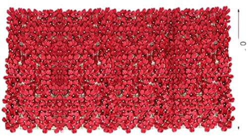 Haie artificielle - Rouleau de clôture de fleurs pour balcon, terrasse, jardin extérieur - Brise-vue pour arrière-cour - Rouge - 0,5 mx 0,5 m