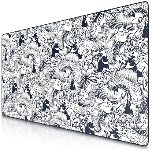 Titanwolf XXXL Übergröße Mauspad 1200x600mm, Gaming Mousepad Groß,120x60 cm Tischunterlage Large Size, verbessert Präzision und Geschwindigkeit XXXL, für Logitech Maus und Tastatur, Koi Design