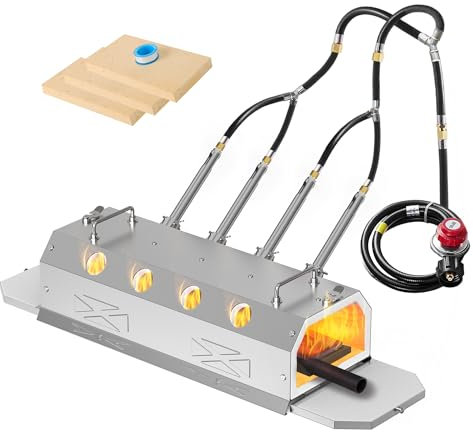 Nelyrho Gas Propane Forge 2600°F,Double Door,Large Capacity,Portable Equipment,Knife Making(Stainless Steel) Blacksmithing Farrier tool,Gas Welding Kits, Forge Kit (Four Burners)