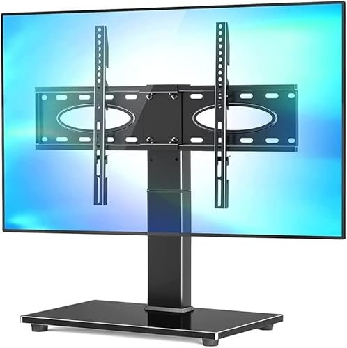 Support TV roulettes, Support TV sur Pied, Support TV pivotant Universel Support de Table TV réglable en Hauteur