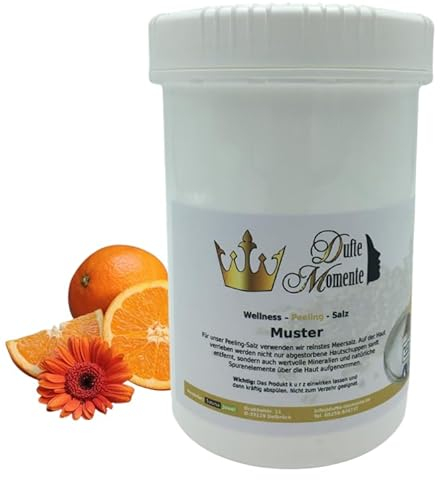 Dufte Momente | Sauna Salz Körperpeeling | Orange 1kg | reinstes BIO-Meersalz | Pflegekomponente aus Argan-, Mandel-, Traubenkernöl | Duftkomponente aus ätherischen Ölen | vegan und ohne Tierversuche