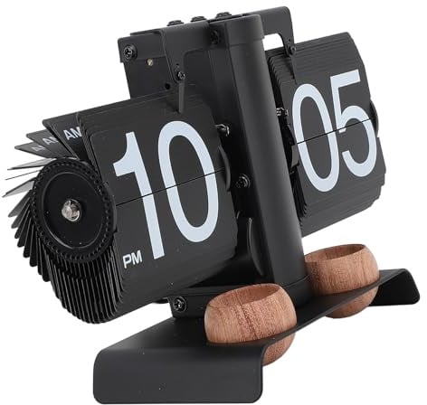 Retro-Flip-Uhr, Timer und Erinnerungsfunktion, Genaues Timing, Dekorative Flip-Schreibtischuhr aus 304 Edelstahl für das Wohnzimmer (Black)