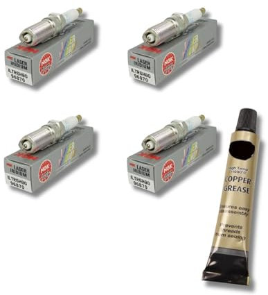 4x Zündkerzen von NGK passt für Ford Fiesta 1.4 LPG 68kW Bj. 2009-2017 + Kupferfett