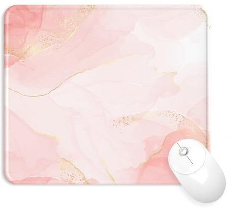 Giecy Gaming Mouse Pad, Durable Stitched Edges Mouse Mat, Lycra Surface, Non-Slip Rubber Base for PC, Laptop, Office, Gaming (Pink Marble)