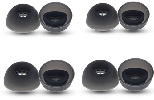 4 Pairs Silicone Ear Tips for Jabra Elite 10 Earbuds, 4 Size Soft Rubber Eartips Buds Wing Tips with Net Fit in Case Compatible with Jabra Elite 10-Black