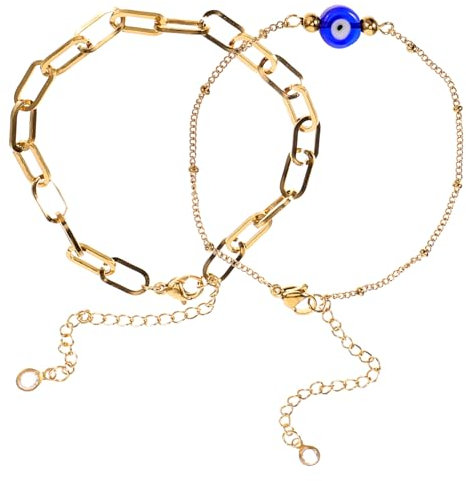 ifundom 1 Set Braccialetto Con Occhi Boho Braccialetto Da Polso Gioielli Da Polso Da Donna Braccialetto Per Ragazze Decorazione Del Polso Braccialetti Golden Acciaio Inossidabile