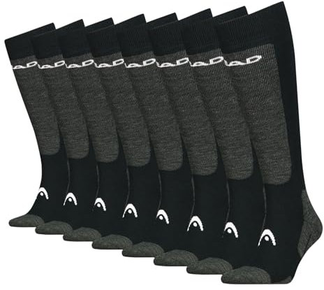 HEAD 4 Paar Herren Damen Unisex Skisocken Skistrümpfe Ski Comfort Skisocken, Farbe:Schwarz, Größe:39-42, Artikel:-001 black
