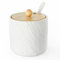 Sucrier avec cuillère - 270 ml - Pot à sucre en céramique avec couvercle et cuillère - Élégant pots à épices en porcelaine pour cuisine, maison, café bar, idéal pour le sucre, le sel, les épices