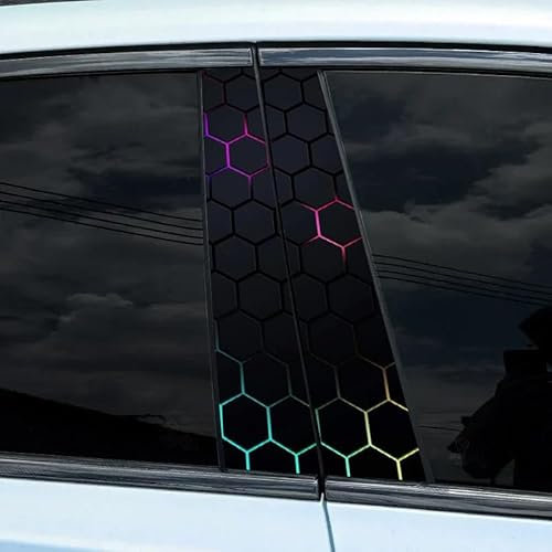 XhuangTech 1 Pair Car Centre Pillar Honeycomb Sticker, Anti-Scratch Window Pillar Cover Exterior PVC Accessories, Waterproof B-Pillar Decal Self-Adhesive Stylish Decor for Car Side Door, Window (H2)
