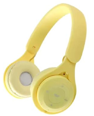 GOLTAK Kids Childrens Headphones Wireless Bluetooth Headset On Ear Earphone Foldable (Yellow)