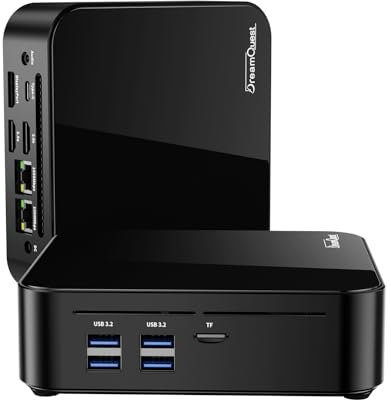 DreamQuest Linux System Mini PC N150(up to 3.6GHz) Processor 16GB DDR4 512GB SSD, Mini Desktop Computer Support Triple-Screen 4K@60Hz Display/2X HDMI/DP/USB/Dual WiFi/BT5/LAN for Home/Office