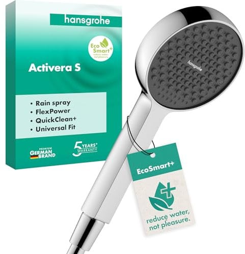 hansgrohe Activera S - wassersparender Duschkopf 6 l/min (EcoSmart+), Handbrause mit 1 Strahlart, runde Duschbrause, Sparduschkopf mit Antikalk-Funktion, Chrom, 28032000