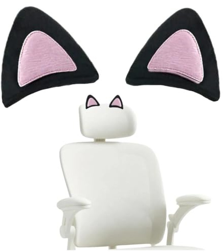 Tsangbaby Cute Office Chair Decoration Cat Ear Gaming Chair Decoration Cute Gaming Accessories for Party Black+Pink