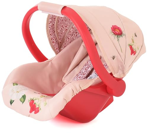 Roma Dolls Car Seat - Baby Doll Car Seat, Realistic Design, 3-Point Harness, Retracting Hood, Durable Toy Car Seat for Dolls up to 42cm, Ideal (Flora)