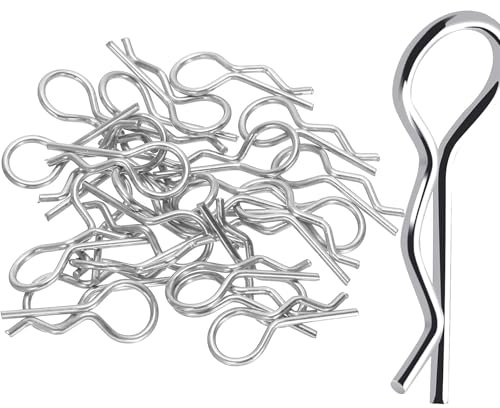 iguTrail 80 Stücke Karosserie Clips, Edelstahl R Typ Pin für 1/10 Fernbedienung Auto Shell Modell Ersatzteil, Silber Körper Shell Clip, Karosserie Splinte Klammern