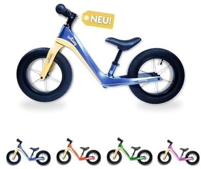 whizzy Laufrad 12 Zoll I Ocean I Stilvolles Lauflernrad ab 2 Jahre I Höhenverstellbares Kinder-Laufrad mit ergonomischem Sattel I 3,3 kg leichtes Kinder-Rad mit rutschfesten Griffen