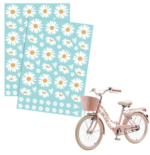 Aufkleber Fahrrad,2 Stück Gänseblümchen Sticker,Autoaufkleber Blumen,für Roller,Kühlschrank,Notebook,Laptop,Mülltonnen,Wanddekoration