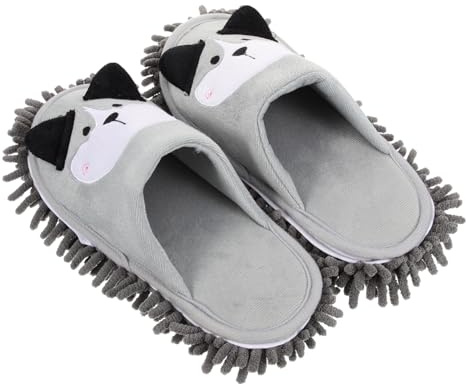 ibasenice Mop Slippers for Floor Cleaning Women Home Use Microfiber Floor Wipe Shoes with Detachable Washable Cover Medium Size Uk 5-7