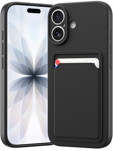 LVVFEI Kartenfach Hülle für iPhone 17 6,3 Zoll 2025, Schwarz | Silikon, mit Kartenhalter, Soft TPU, für Männer und Frauen