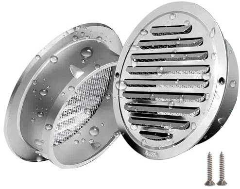 Ø70mm-200mm Abluftgitter Decken Lüftungsgitter mit Fliegengitter, Wetterschutzgitter Rund, Belüftungsgitter Edelstahl Lamellengitter für Dunstabzugshauben Gartenhaus(70mm(2.7inch))