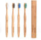 Spazzolino bamboo, spazzolini da denti bambu ecologico, 100% biodegradabili, naturali e vegani. Pacco da 4 spazzolini a setole morbide + una custodia di bambù.