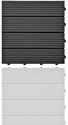 SIENOC Terrassen-Fliese aus WPC Kunststoff, Einzelfliese, Garten-Fliese,Balkon Bodenbelag mit Drainage Unterkonstruktion (30x30 cm, Grau)