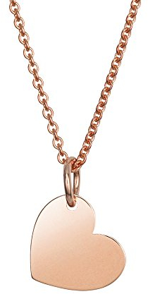 MATERIA Damen Halskette mit Anhänger mit Gravur Herz Rosegold 925 Silber 42+3cm / #KA-441, Schrifttyp:Ohne Gravur