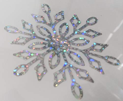 SAFIRMES 3 x Schneeflocke Stern HOLOGRAPHIC zum Aufbügeln Hotfix DIY 6,5 cm