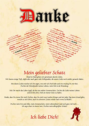 Liebeserklärung - Geschenkidee Valentinstag Mann Frau - Bild Geschenk Geburtstag Jahrestag Hochzeitstag - Ich Liebe Dich - Vornamen Bild