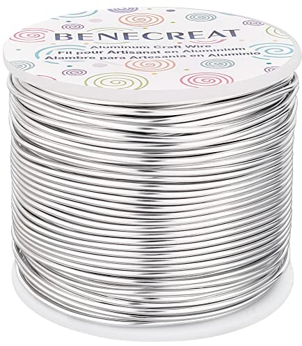 BENECREAT 15 Gauge (1,5 mm) Aluminiumdraht, 68 m (220FT), Eloxierter Schmuck Basteldraht - Silber