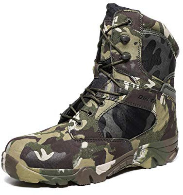 LiliChan Uomo Stivali Tattici Delta Zip Laterale Militare Lavoro 8 Pollici Esercito Scarpe (40 EU, Camuffare)