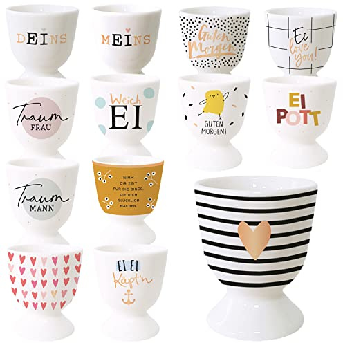 LS-LebenStil Gute Laune Eierbecher Motiv Herz Gold Exklusiv Echt-Gold, edle Eibecher, Eierhalter Eihalter, Deko am Frühstückstisch, Geschenk zur Hochzeit, Verlobung