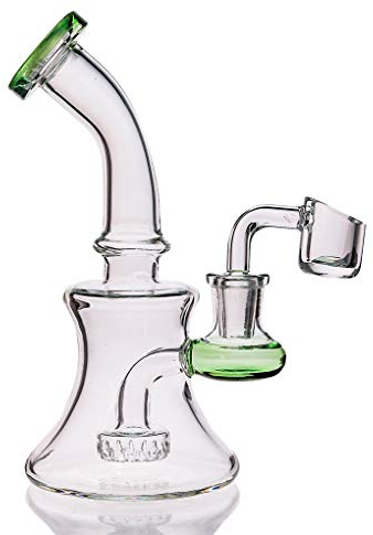 Aoheuo Mini tuyaux d'eau en verre de 15,2 cm pour recyclage, percolateur, bong en verre avec clou de 14 mm (vert)