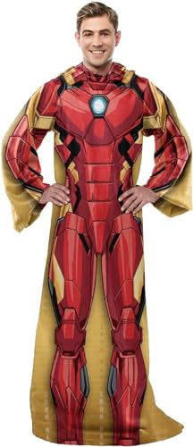 Northwest Iron Man Adult Silk Touch Comfy Throw Blanket with Sleeves, 48 x 71