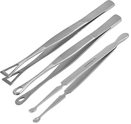 Pennington - Pinzette ovali per piercing al corpo, 3 modelli e Pennington - Pinzette, 15 cm, cod. BP-Tweezers