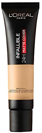 L'Oreal Paris Flüssige Foundation, wasserdicht, schweißfest und hitzebeständig, ölkontrollierend, unfehlbar 24H Matte Cover, 110 Rose Vanille, 35 ml