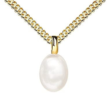 JEVELION Goldkette mit Perlen Anhänger Gold 585 Süßwasserperlen Damenschmuck Mit Halskette - Kettenlänge 50 cm.
