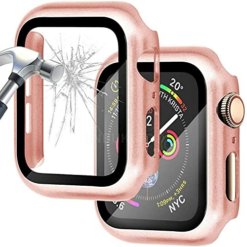 BNBUKLTD Compatible for Apple Watch Case Series 3/4/5/6/SE Full Protective Cover Screen Protector (Watch Model: 40mm, Color: Rose Gold)(*)